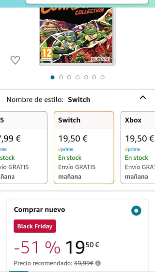 Teenage Mutant Ninja Turtles: The Cowabunga Collection Switch por 19,50€.