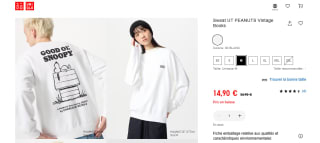Sweat UT PEANUTS Vintage Books à 14,90€