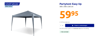 Partytent Easy Up 300 x 300 x 265 cm voor €59,99 bij de Action