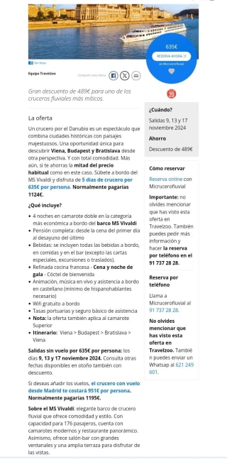 Crucero Fluvial Danubio 5 días por 635€.