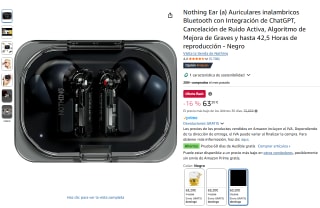 Nothing Ear (a) Auriculares inalámbricos Bluetooth con Integración de ChatGPT por 63,20€