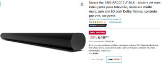 Sonos Arc - Soundbar voor TV - Zwart voor €649 bij Amazon