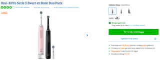 Oral-B Pro Serie 3 Zwart en Roze (Duo Pack) voor €65 bij Coolblue