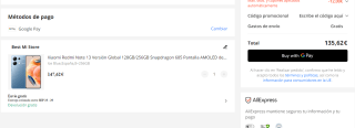 Xiaomi Redmi Note 13 de 8GB/256GB por 135,62€