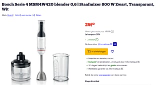 Bosch Serie 4 MSM4W420 blender 0.6l staafmixer voor €27,50 bij Bol