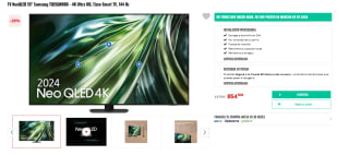 TV NeoQLED 55" Samsung TQ55QN90D - 4K Ultra HD, Tizen Smart TV, 144 Hz por 854€