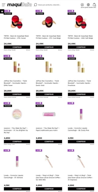3×2 en la sección de Rostro desde Maquillalia.