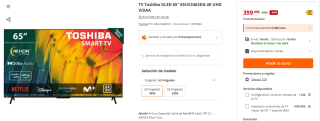 TV Toshiba DLED 65" 65UV2463DG 4K UHD VIDAA por 399€