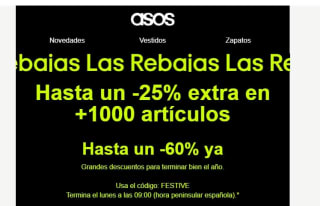 Hasta 25% EXTRA descuento en tus compras en ASOS