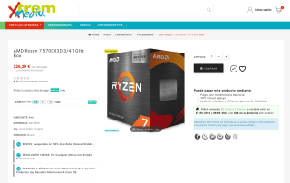 AMD Ryzen 7 5700X3D 3/4.1GHz Box por solo 226,29€