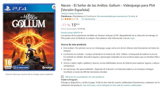Videojuego para PS4 El Señor de los Anillos: Gollum por 11,90€