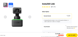 Insta360 Link AI-aangedreven 4K-webcam voor €219,99 bij Insta369