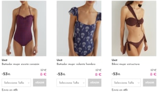 Bikinis completos y bañadores por 8€