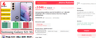 Samsung S21 5G 128GB por $2,630 en AliExpress con voucher