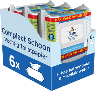 6 Stuks, Page Vochtig Toiletpapier Compleet Schoon Maxi 74 stuks voor €9,69 met Amazon prime