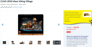 LEGO Ideas 21343 Vikingdorp met gratis LEGO Creator Fantasie boswezens voor €109,99 bij Toychamp