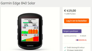 Garmin Edge 840 Solar Fietsnavigatie voor €419 + 4.000 ING rentepunten