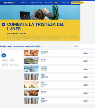 Ofertas Relámpago desde 19,99€ con Ryanair.