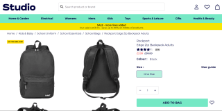 Rockport Edge Zip Backpack Rucksack for Adults - £3.99