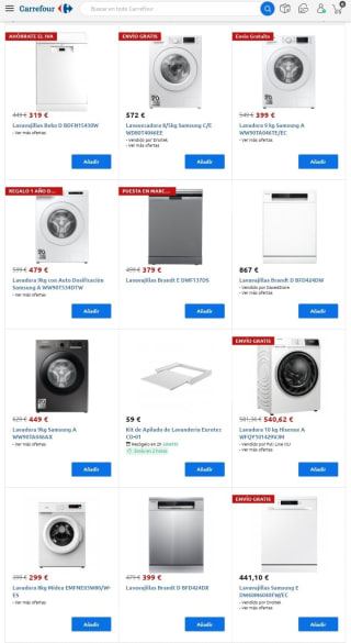 Hasta -30% de Descuento en Lavadoras y Lavavajillas desde Carrefour.