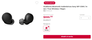 Audífonos Sony WF-C500 por $999 en Office Depot