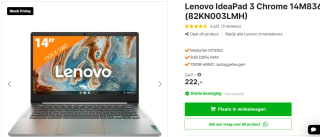 Lenovo IdeaPad 3 Chromebook 14M836 82KN002JMH - 14 inch voor €222 bij Expert