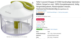 Tefal 5 second Chopper K13304 hakmolen voor €15,49 bij Amazon