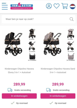 Kinderwagen outlet bij Van Asten Babystore