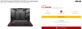 Asus TUF Gaming A15 FA507NV-LP031W voor €1249 bij Alternate