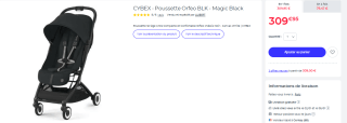 CYBEX - Poussette Orfeo BLK - Magic Black à 309,95€