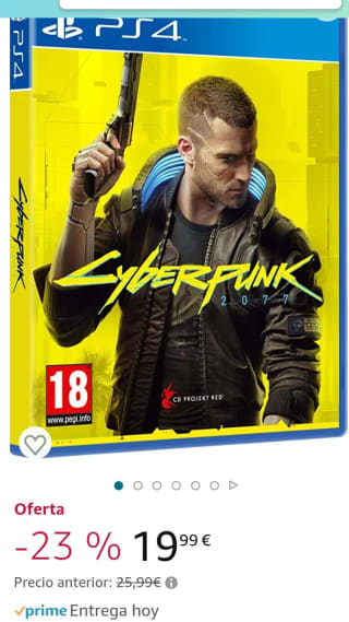 Cyberpunk 2077 Edición Day One PS4 por 19,99€.