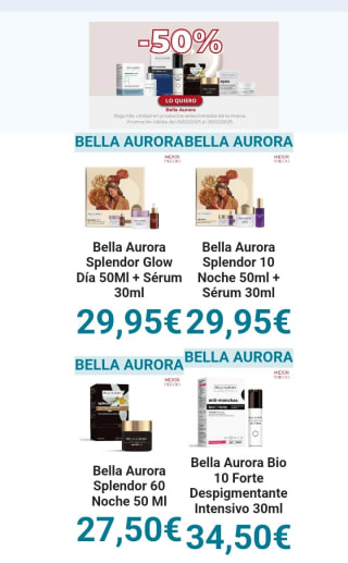 Hasta -50% en Bella Aurora.