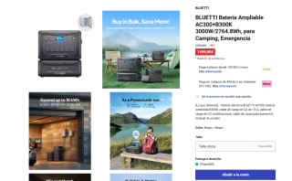 BLUETTI Batería Ampliable AC300+B300K 3000W/2764.8Wh, para Camping, Emergencia, Nevera portátil para coche GRATIS con tu compra