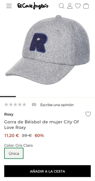 Roxy Gorra de béisbol mujer por 11,20€.