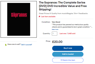 Obtain The Sopranos: the complete series DVD at eBay as low as £18
