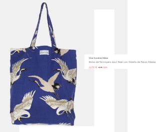 Bolso de Terciopelo Azul Real con Diseño de Pavos Reales One Hundred Stars por 22.5€