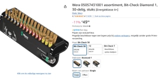 Wera Bit-Check 30 Diamond 1 bitset voor €40,18 dmv code bij Amazon