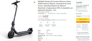 SEGWAY Ninebot E2 Scooter Eléctrico por $4,640 en Amazon