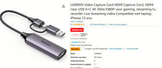 UGREEN Video Capture Card HDMI voor €14,39 bij Amazon