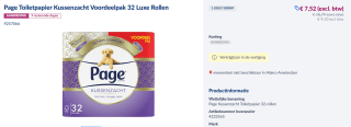 Page Kussenzacht toiletpapier 32 rollen voor€9,10 bij de Makro