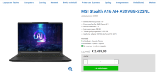 MSI Stealth A16 AI+ A3XVGG-223NL voor €2.499 bij Hardware-experts