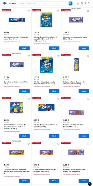 2×1 Acumulación Club Galletas Milka, Príncipe y Oreo en Carrefour.