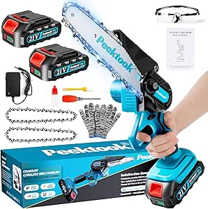 Mini Motosierra Bateria 6 Pulgadas, 1000W con 4000mAh Baterías y 2 Cadenas por 37,13€