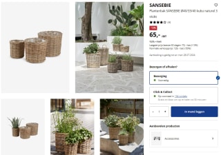 SANSEBI 3-delige plantenbak set voor €65 bij Jysk
