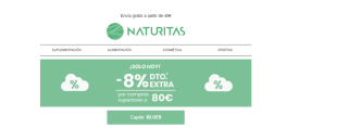 8% descuento por compras de +80€ desde Naturitas