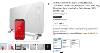 Gridinlux Homely Radiador Cristal Eléctrico 1500 W por 79,79€