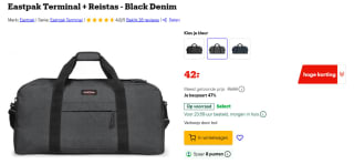 Eastpak Terminal Reistas Black Denim voor €42 bij Bol