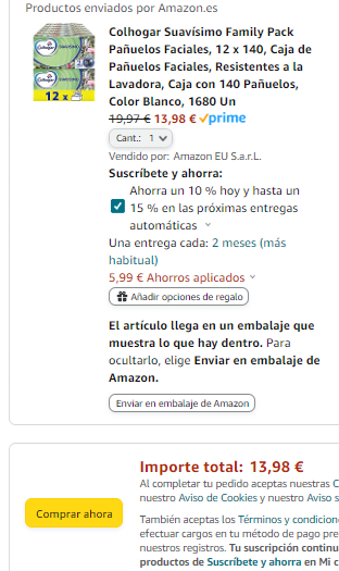 Pack x12 Colhogar Suavísimo Family Pack Pañuelos Faciales por 13,98€