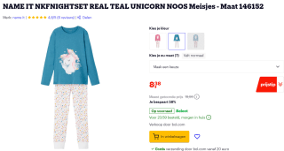 Name it meisjes pyjama - Unicorn voor €8,38 bij Bol.com