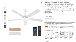 Shanggu Ventilador de techo con luz de 132 cm de perfil mando a distancia APP por 69,99€